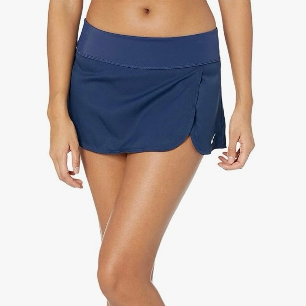 Nike Womens Element Swim Board Skirt Size L Boardskirt Check Logo Solid Blue NWT